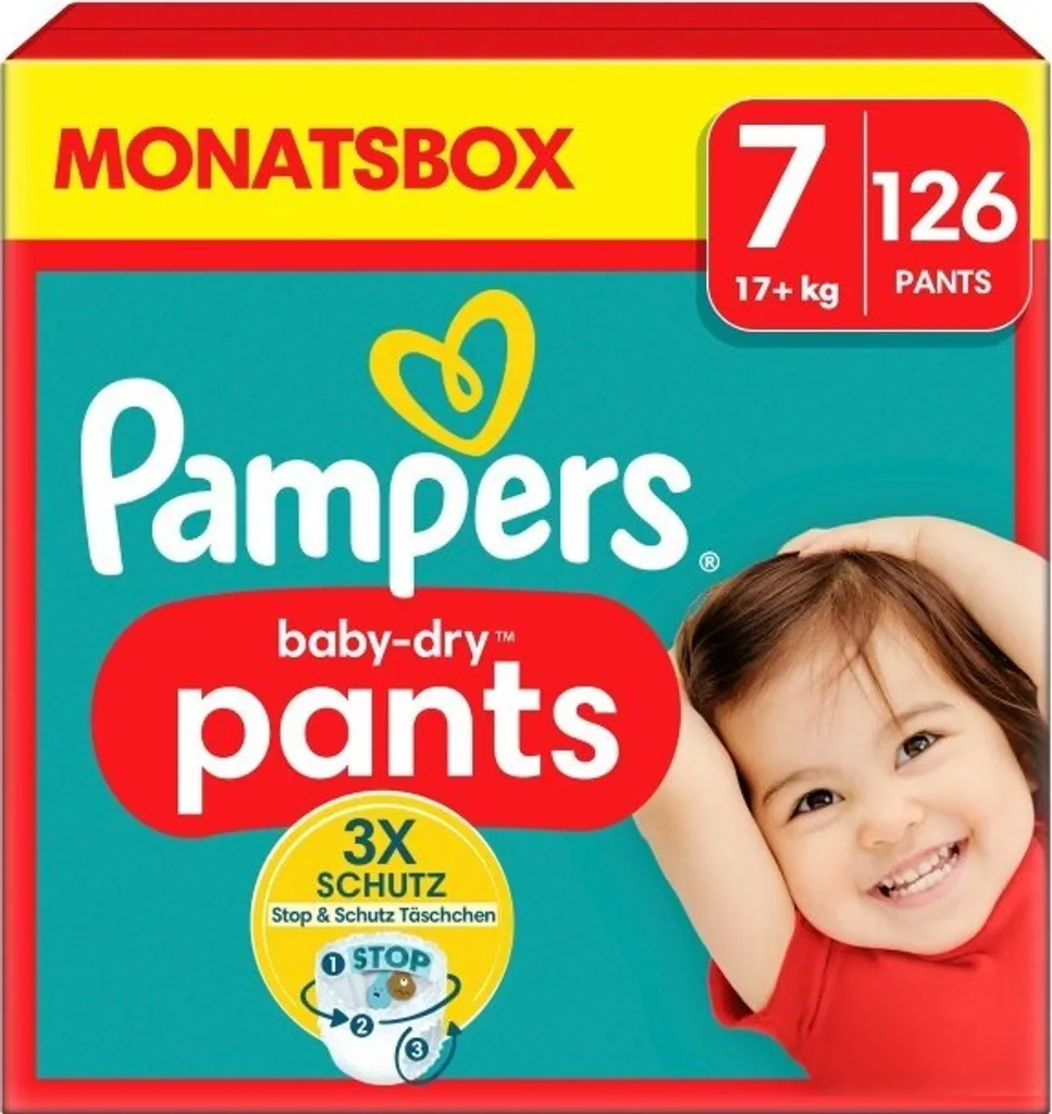 Pampers Baby-Dry Pants Taille 7 (17+ kg) Boîte Mensuelle 126 Couches 8006540711156