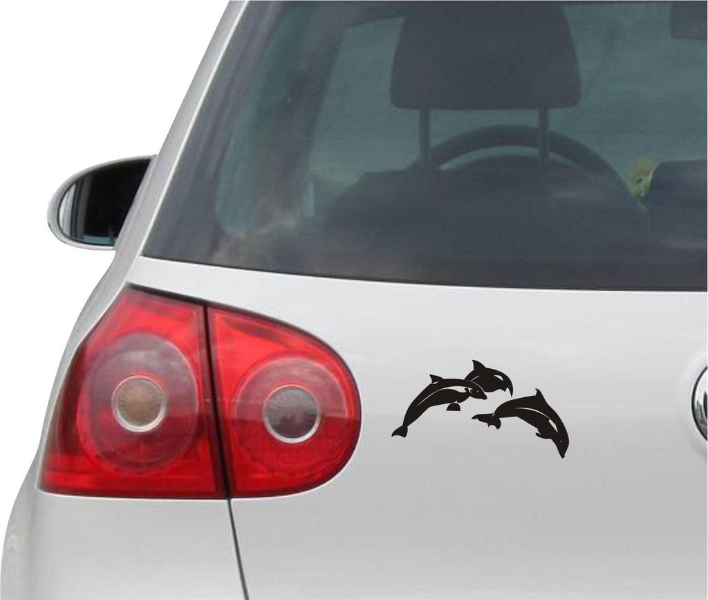 Aufkleber / Autoaufkleber - JDM - Die cut - Leaping Dolphins Decal Auto Fenster Laptop Sticker - schwarz - 149mm x81mm