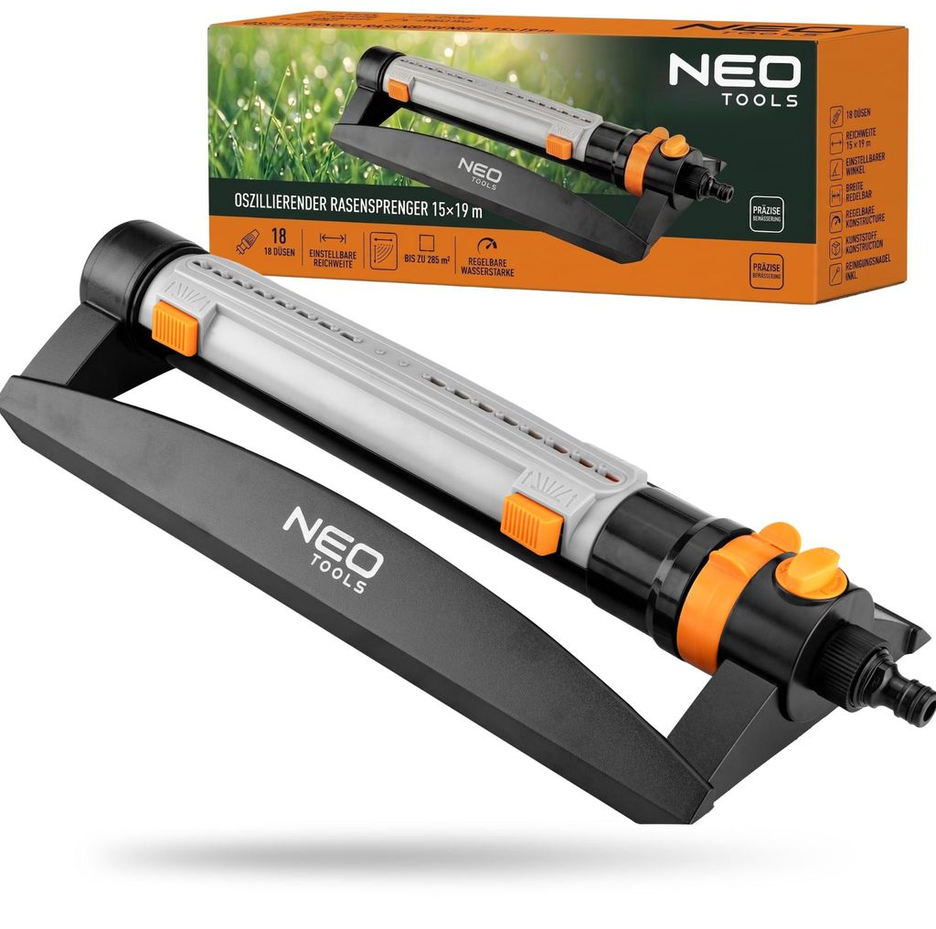 NEO TOOLS Viereckregner Oszillierend: Rasensprenger 15x19m Produktbild 