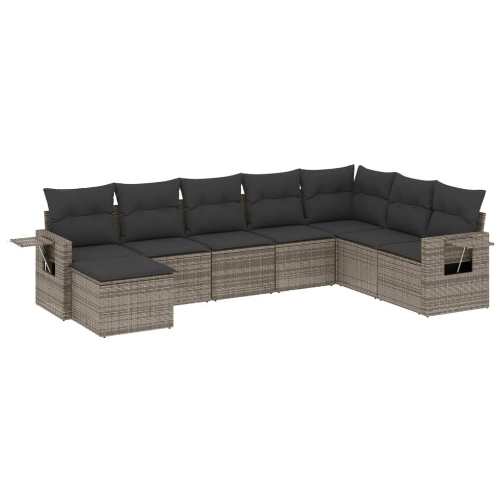 "2026 MODERNE" 8-tlg. Garten-Lounge-Set - elegantes Design - Sitzgruppe/Gartengarnitur - mit Kissen Grau Poly Rattan - Terassenmöbel NeuMöbel577937