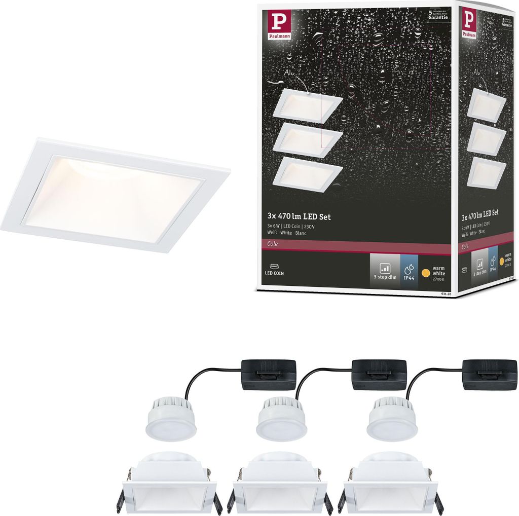 Paulmann LED Einbauleuchte Cole 3er-Set Produktbild 