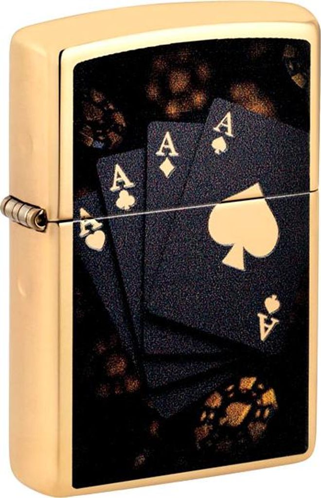 Zippo Benzin-Feuerzeug messing poliert color Poker, unbefüllt 60007738