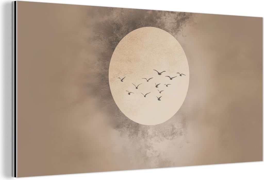 MuchoWow Wanddekoration Metall Metallbild Wandkunst 40x20 cm Vogel - Beige - Japanisch MuchoWow Aluminium Gemälde - Bild - Aluminium