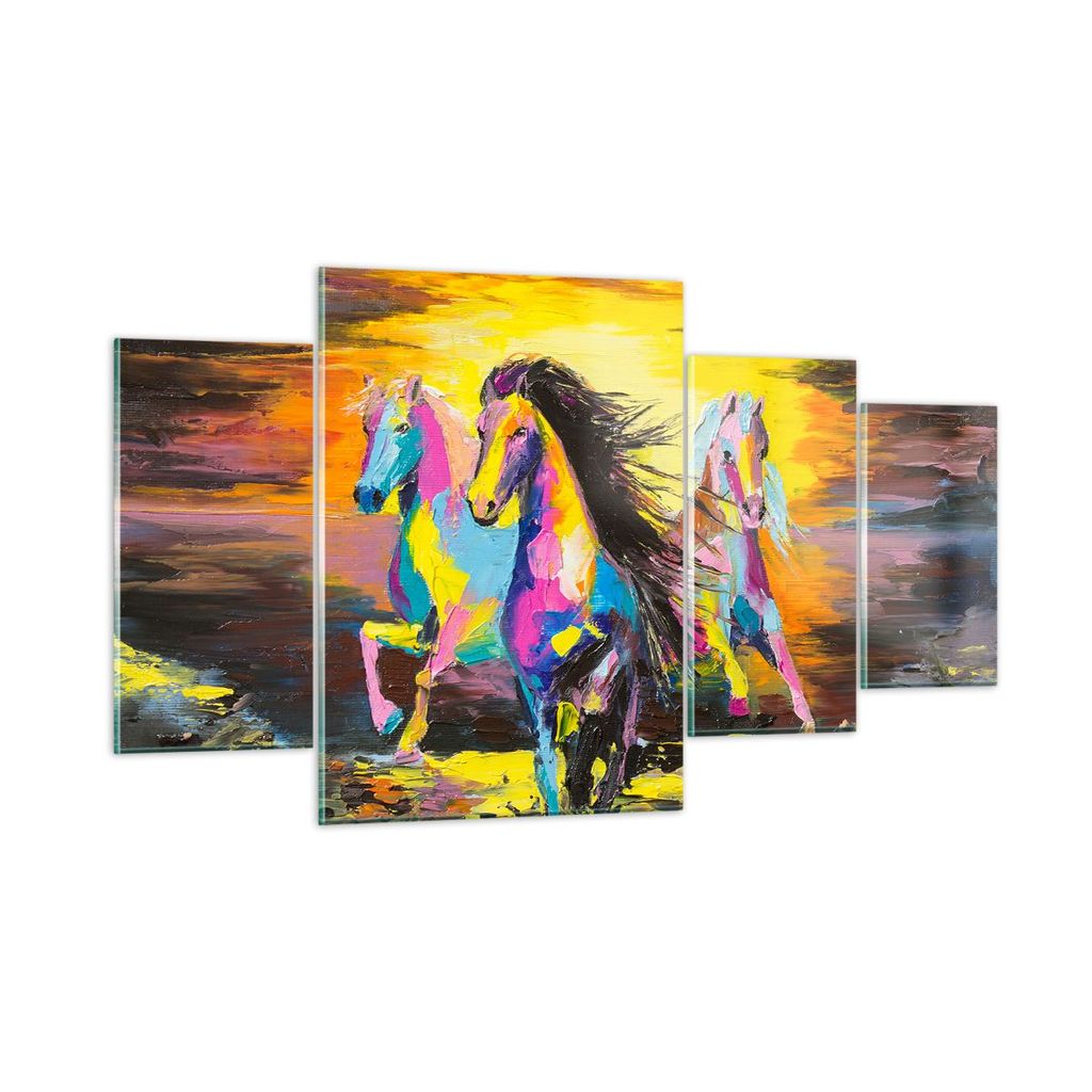 Bilder auf glas - Pferd Natur Tier - 160x90cm - Glasbilder - Wandbilder - Kunstdruck - zum Aufhängen bereit - Wanddekoration aus Glas - Glas Bilde...