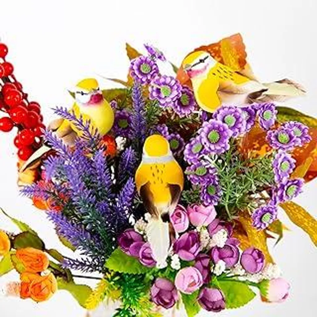Uccellino artificiale decorativo Set da 12 ornamenti primaverili con clip Decorazioni natalizie e nuziali