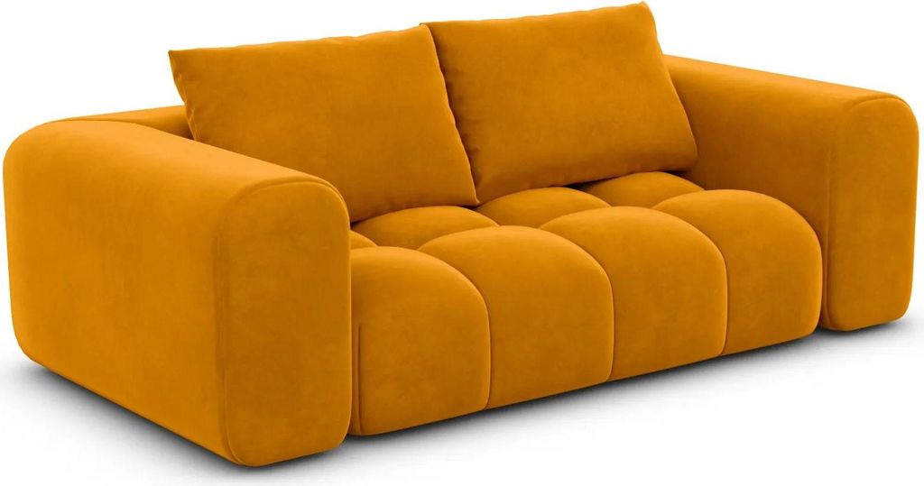 Samtstoff 2-Sitzer Couch Lavera Senf