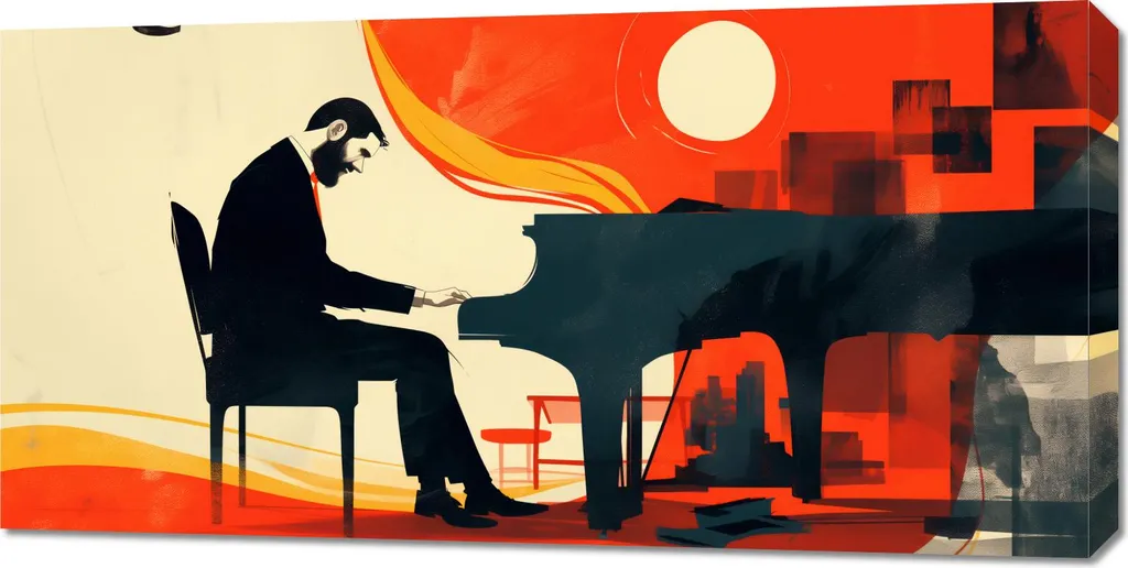 Tableau Décoratif Pianiste 100x50 cm - Décoration Murale Toile Grand Format