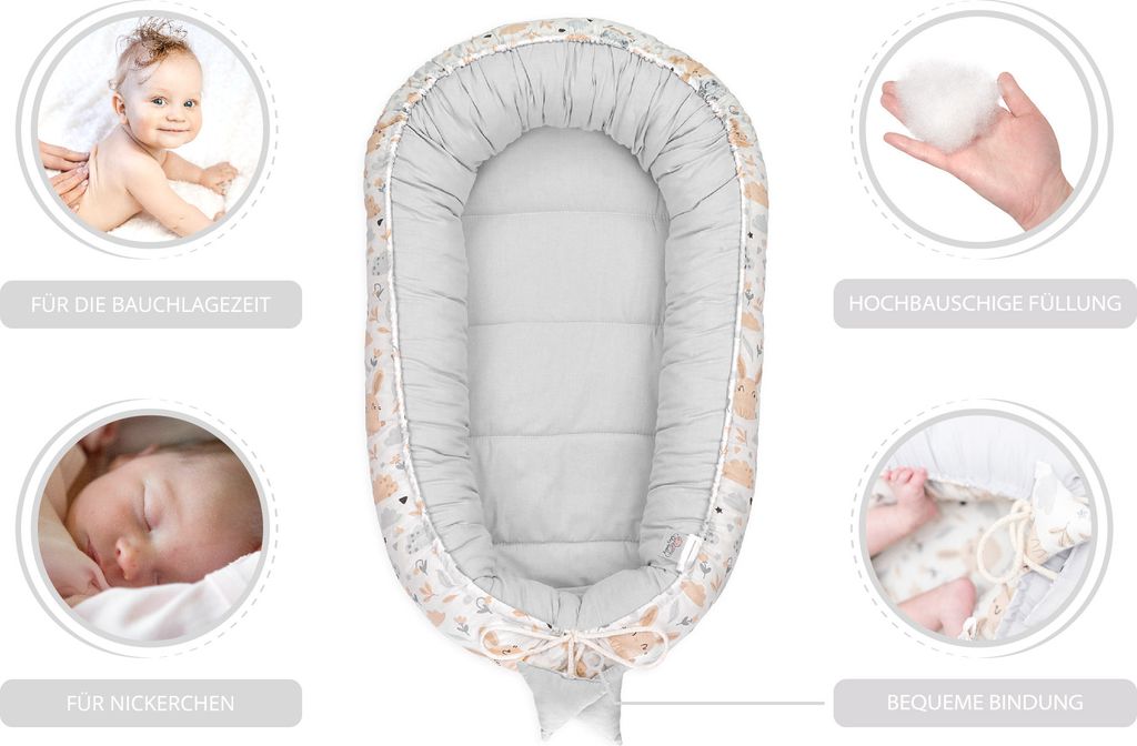 Babynest Kokon Neugeborene 90 x 50 cm - Handmade Produktbild 3
