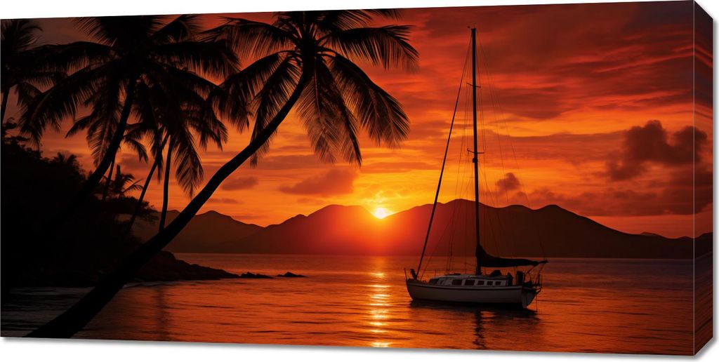 Bild 100x50cm Tropischer Sonnenuntergang