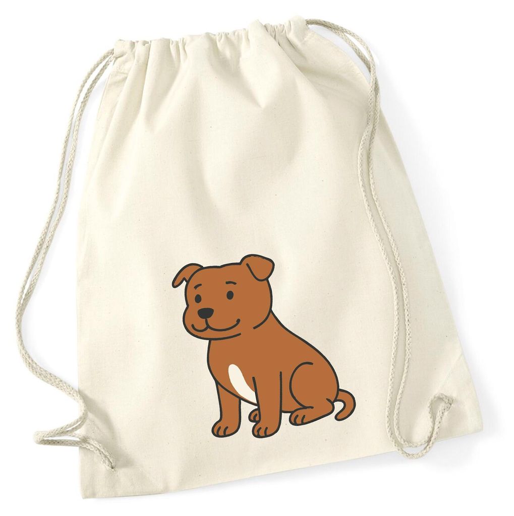 Huuraa Turnbeutel Staffordshire Bullterrier Comic Staffi 12 Liter Natural Baumwolle Rucksack Geschenkidee