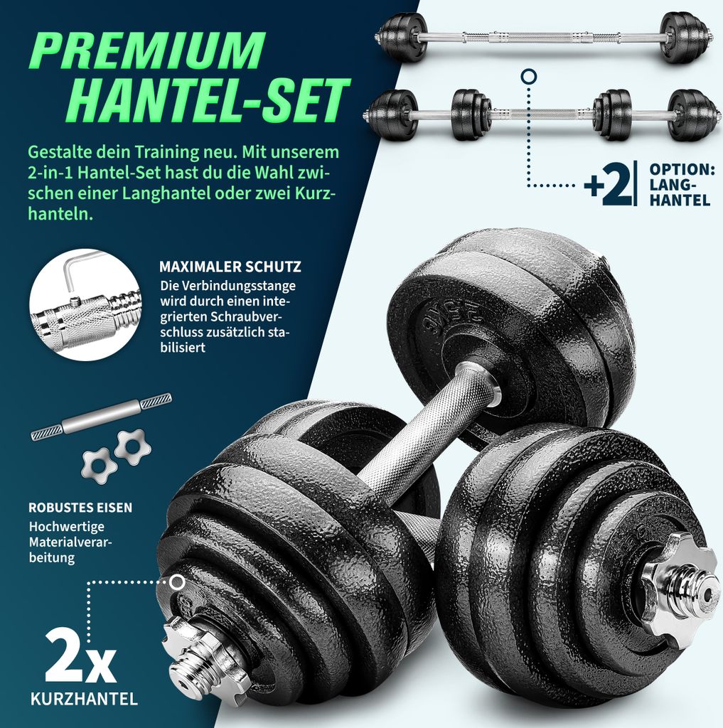 RE:SPORT® Sada litinových činek 30 kg činky Sada činek Obrázek produktu 2
