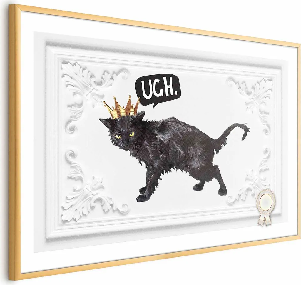 Poster Gatto Crown 90x60 Gold Frame - Must-have Arredamento Social