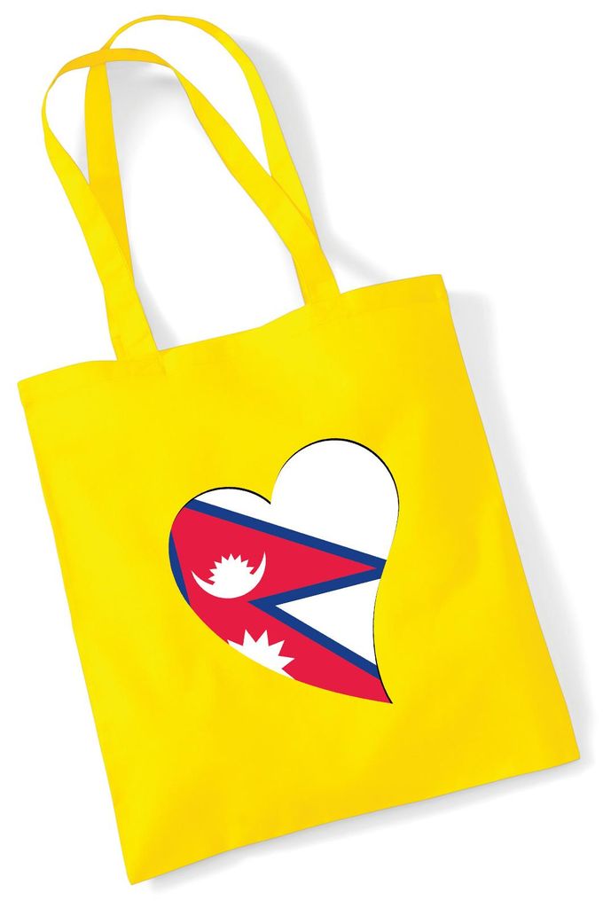 Huuraa Jutebeutel Nepal Flagge Herz 10 Liter Yellow Baumwolle Tasche Geschenkidee