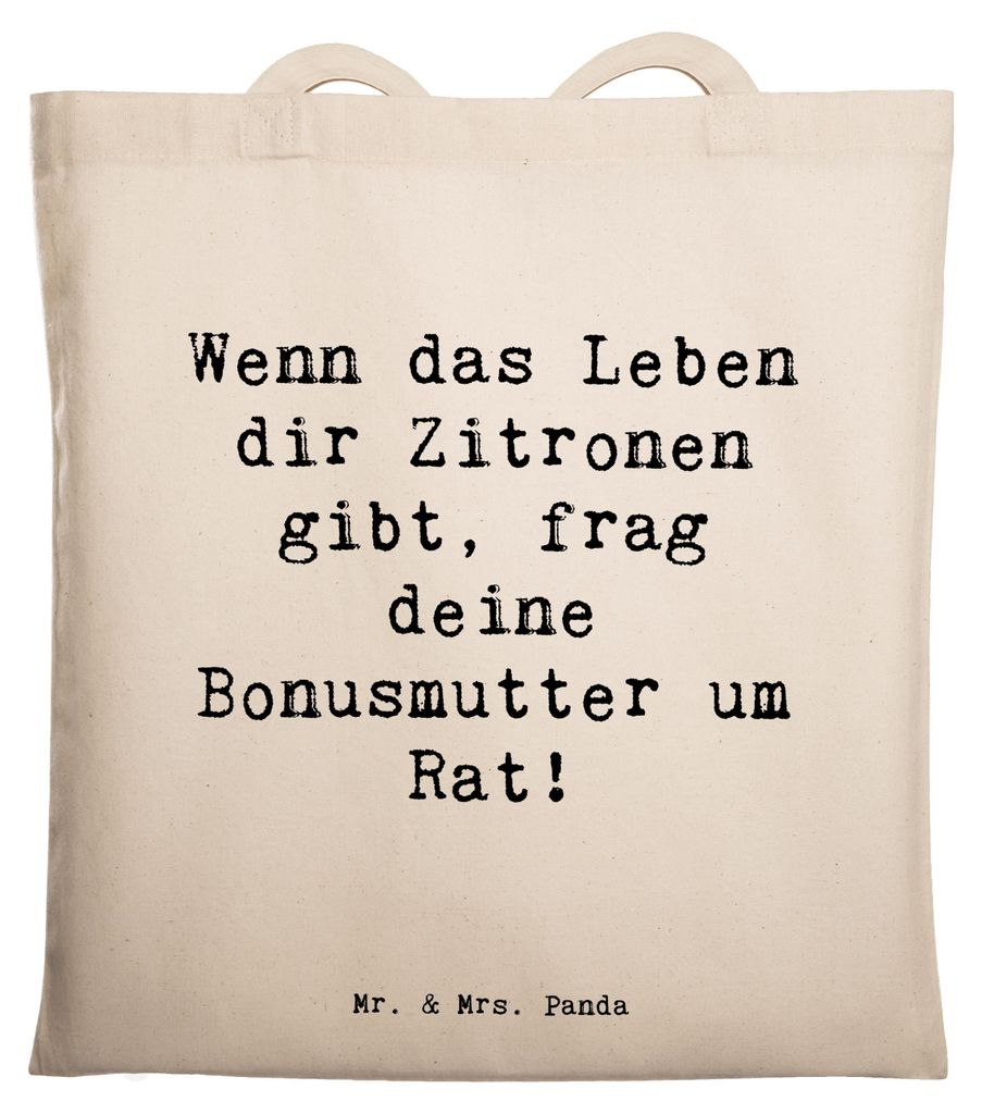 Mr. & Mrs. Panda Shopping Tasche Spruch Rat bei Bonusmutter - Transparent - Geschenk, Tote Bag, herzerwärmende Sprüche, Unterstützung, Familie, ...