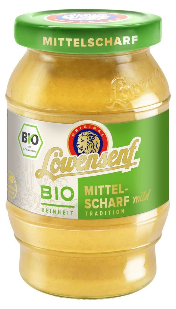Verpackungsbild Löwensenf mittelscharf mild Bio im Glas servieren 250ml