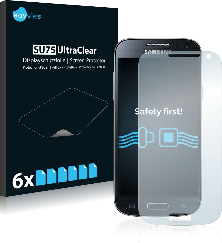 6x Für Samsung Galaxy S4 Mini LTE (4G) I9195 Schutzfolie Savvies Displayschutz Display Schutz Folie Klar Transparent