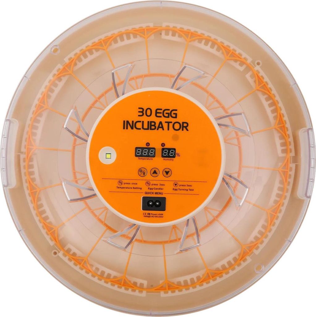 Brutmaschine - Inkubator - 30 Eier - Automatisches Wenden - Temperaturregelung - LED - EU-Stecker AC 195-245 V - Orange