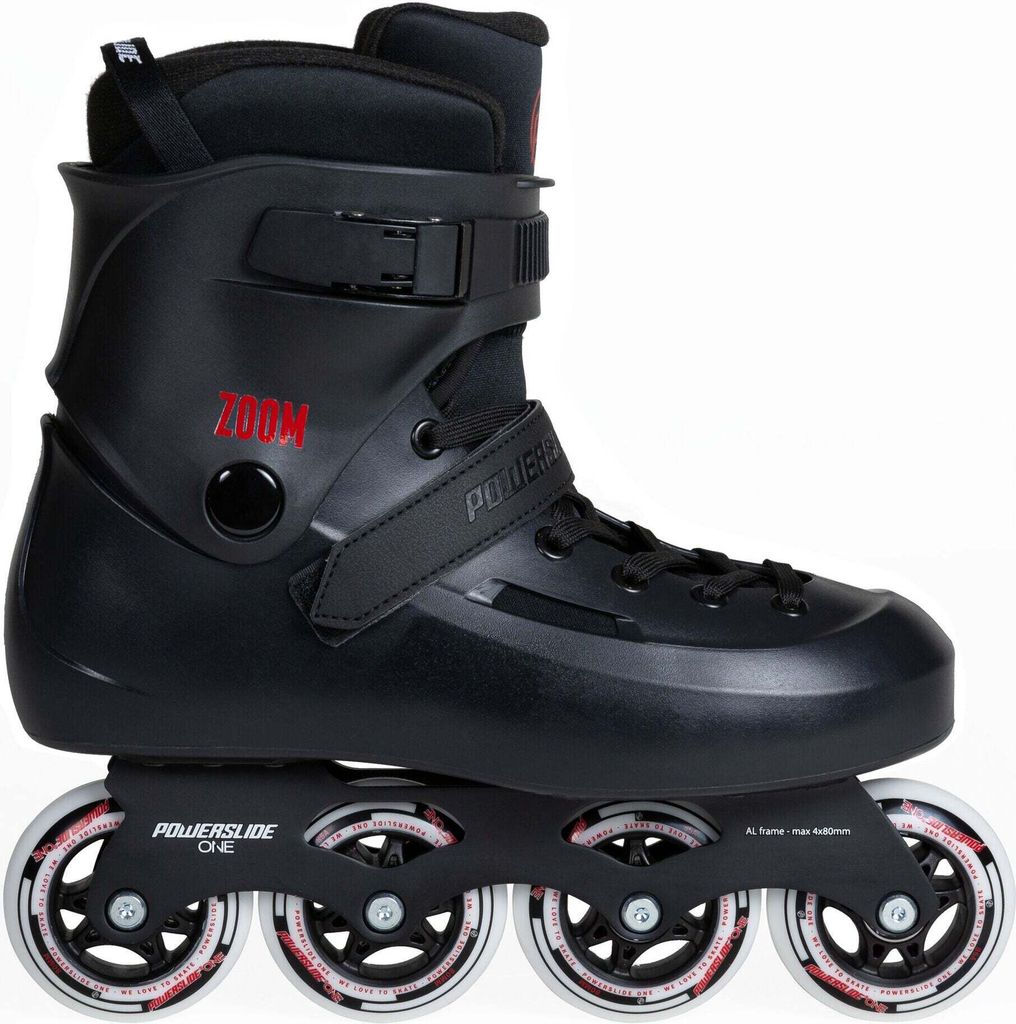 Powerslide Inline Skates Zoom Black 80, Unisex für Herren und Damen in Schwarz, 80mm/85A Rollen, ABEC 7 Kugellager, art. nr.: 880256