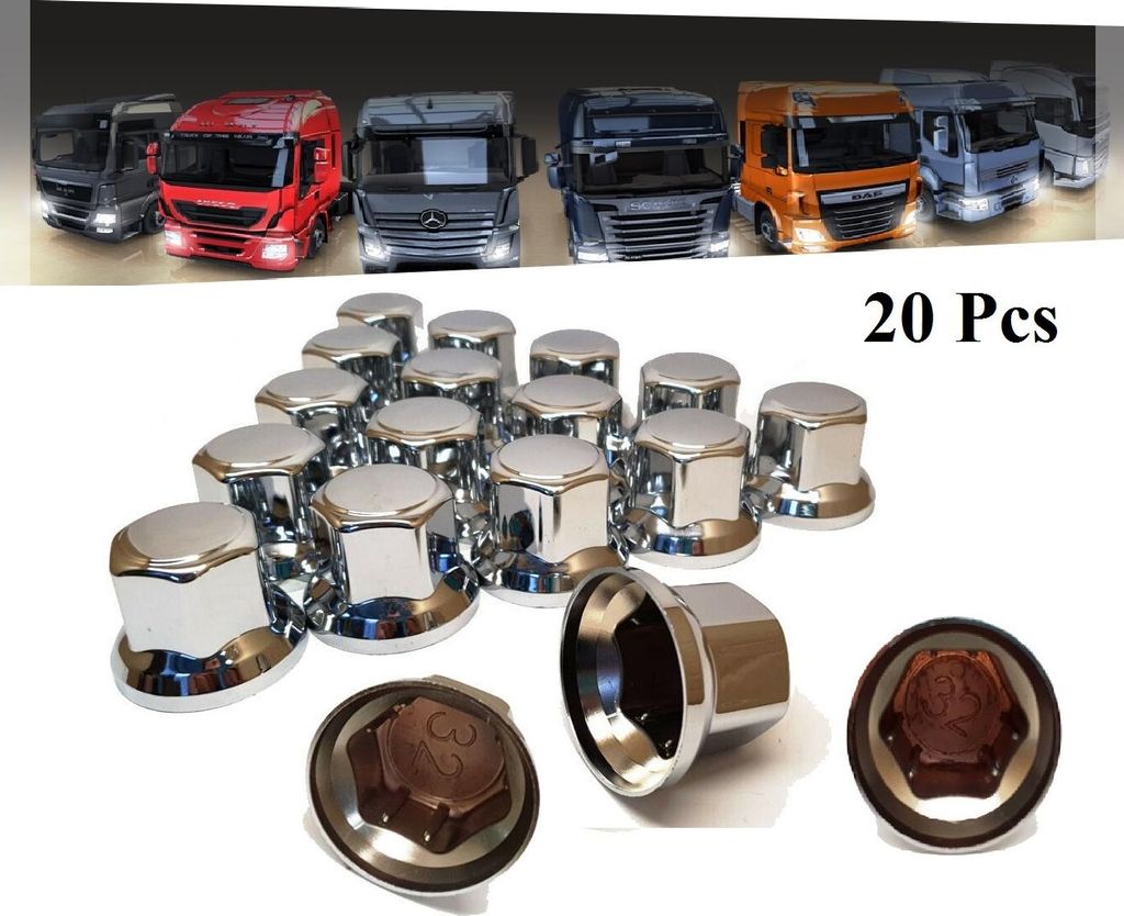20 Stücke 32mm. Radmutterkappen Abdeckung Radzierblenden Chrom Kappe Für LKW