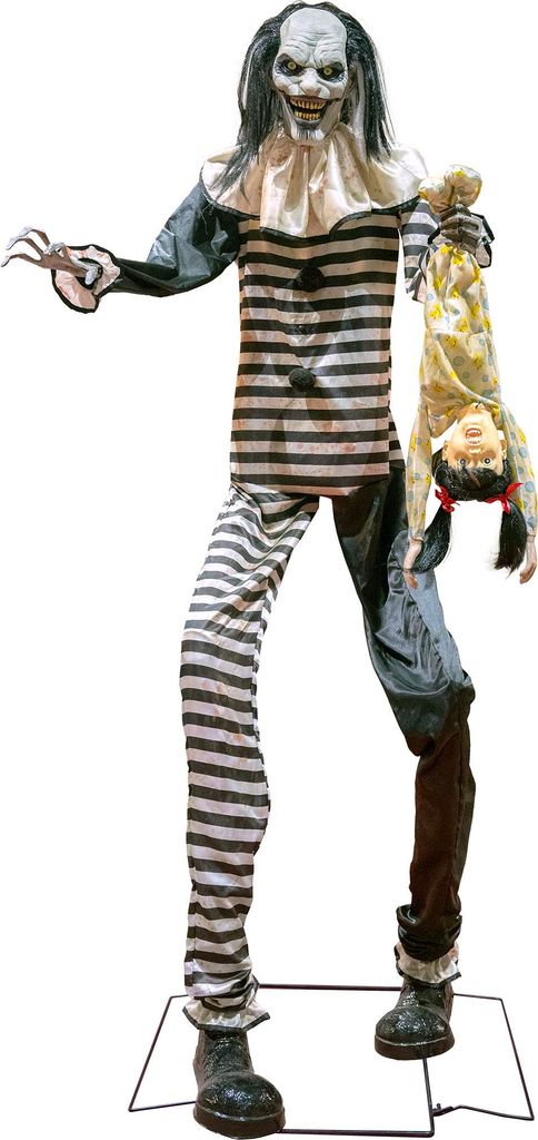 Halloween-Animatronic-Puppe: Unheimlicher Clown – Licht, Ton und Bewegung (240 cm)