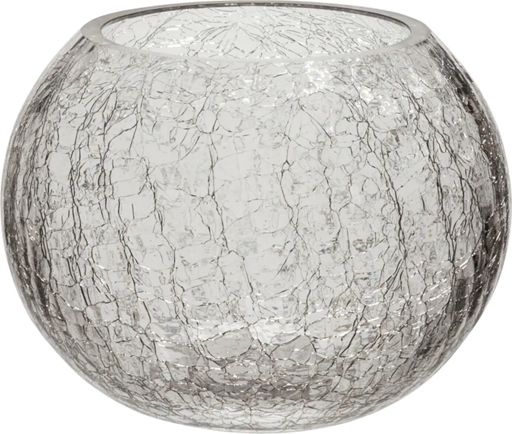 J-Line Lanterne Globe Craquelé en Verre Transparent Modèle Large