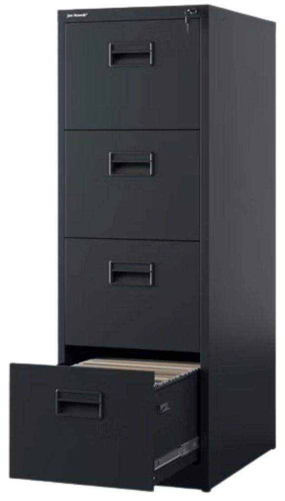 Hängeregisterschrank abschließbar SARA 4 Schubladen mit Schloss | Aktenschrank Büroschrank aus Stahl Metallschrank 132x46x62cm Anthrazit