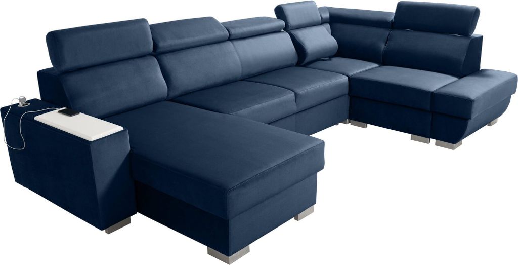 Robin Cezar Ecksofa Schlaffunktion Bettkasten Verstellbare Kopfstützen Sofa L-Form Schlafsofa Freistehende Eckcouch Schlafcouch Wohnzimmermöbel i...