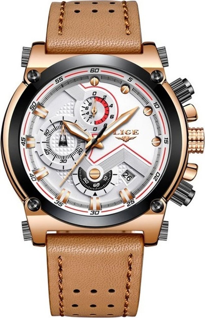 Moderne Herrenuhr LIGE PR-4073 - Braun KP4073 Produktbild 