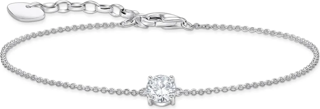 Gourmette femme en argent massif et son pendentif rond en zirconium