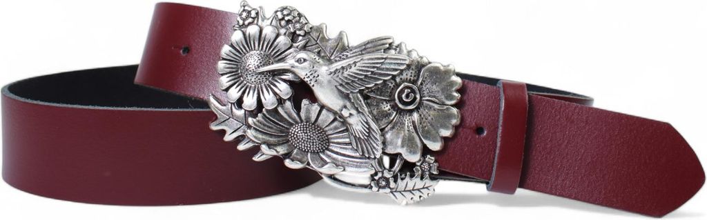 FRONHOFER Damen Ledergürtel 4 cm Kolibri Gürtelschnalle silber, echt Leder