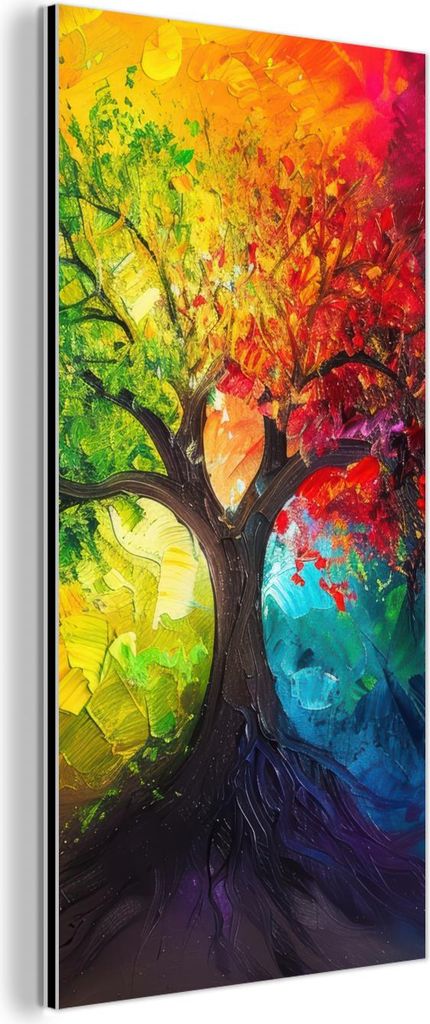 MuchoWow Wanddekoration Metall Metallbild Wandkunst 20x40 cm Baum - Bunt - Modern - Abstrakt MuchoWow Aluminium Gemälde - Aluminium Gemäldes