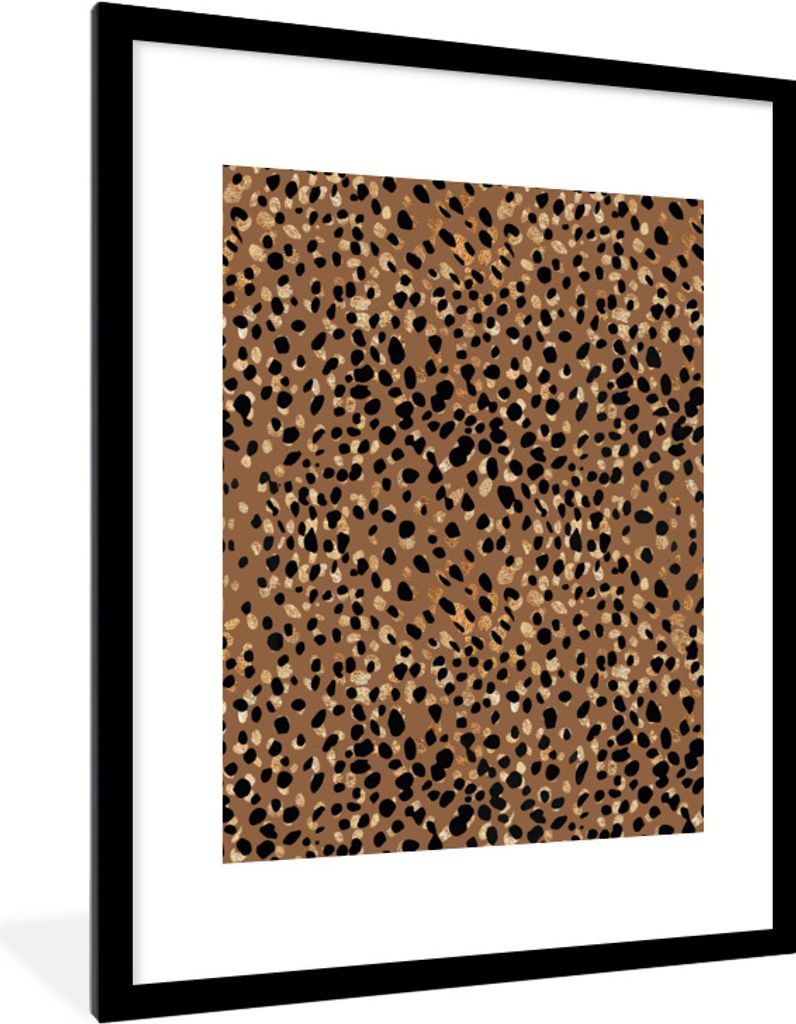 MuchoWow Gerahmtes Poster Tiere - Muster - Leopard 60x80 cm - Poster mit Schwarzem Bilderrahmen Wandposter Rahmen Foto Bilder - Wohnzimmer - Deko...