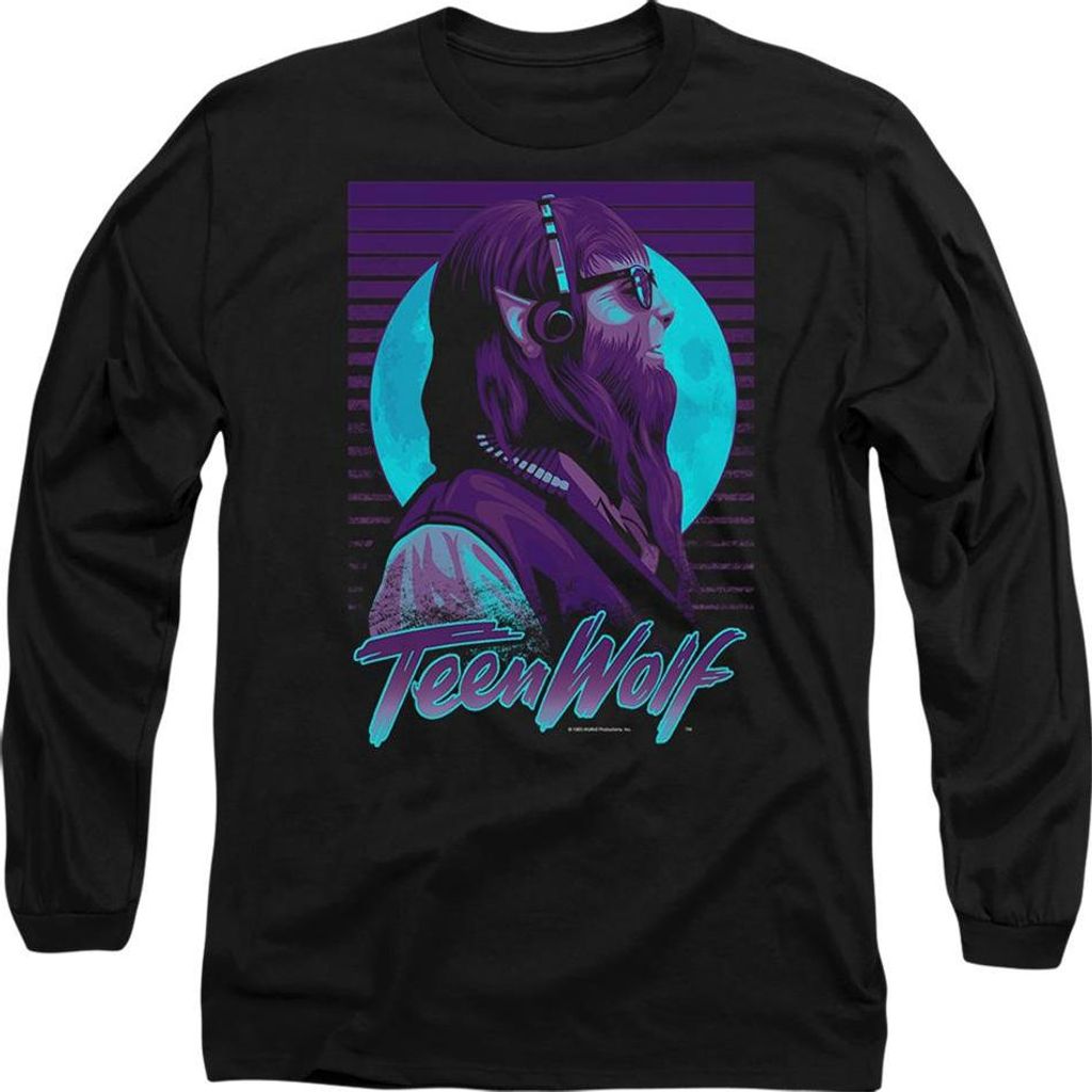 Teen Wolf - T-Shirt für Herren/Damen Uni, Langärmlig TV28255 (L) (Schwarz)
