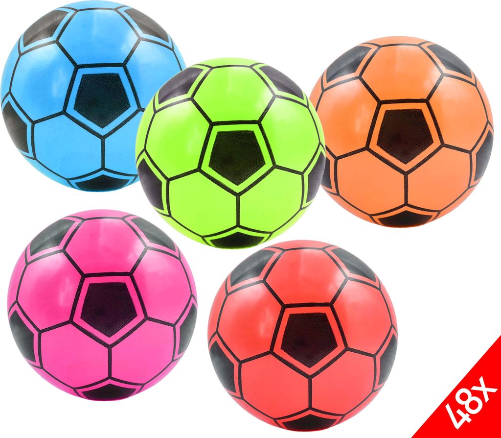 48x Fußball Ø 21cm Kunststoff Ball Kinder Wasserball Kunststoffball Spielball Fussball Strandball Beachball Pool Wurfmaterial Strand Schwimmen Pool