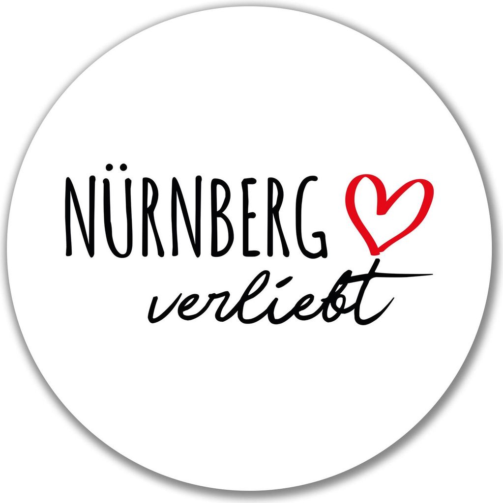 Huuraa Aufkleber Nürnberg verliebt 10cm rund Sticker Geschenkidee