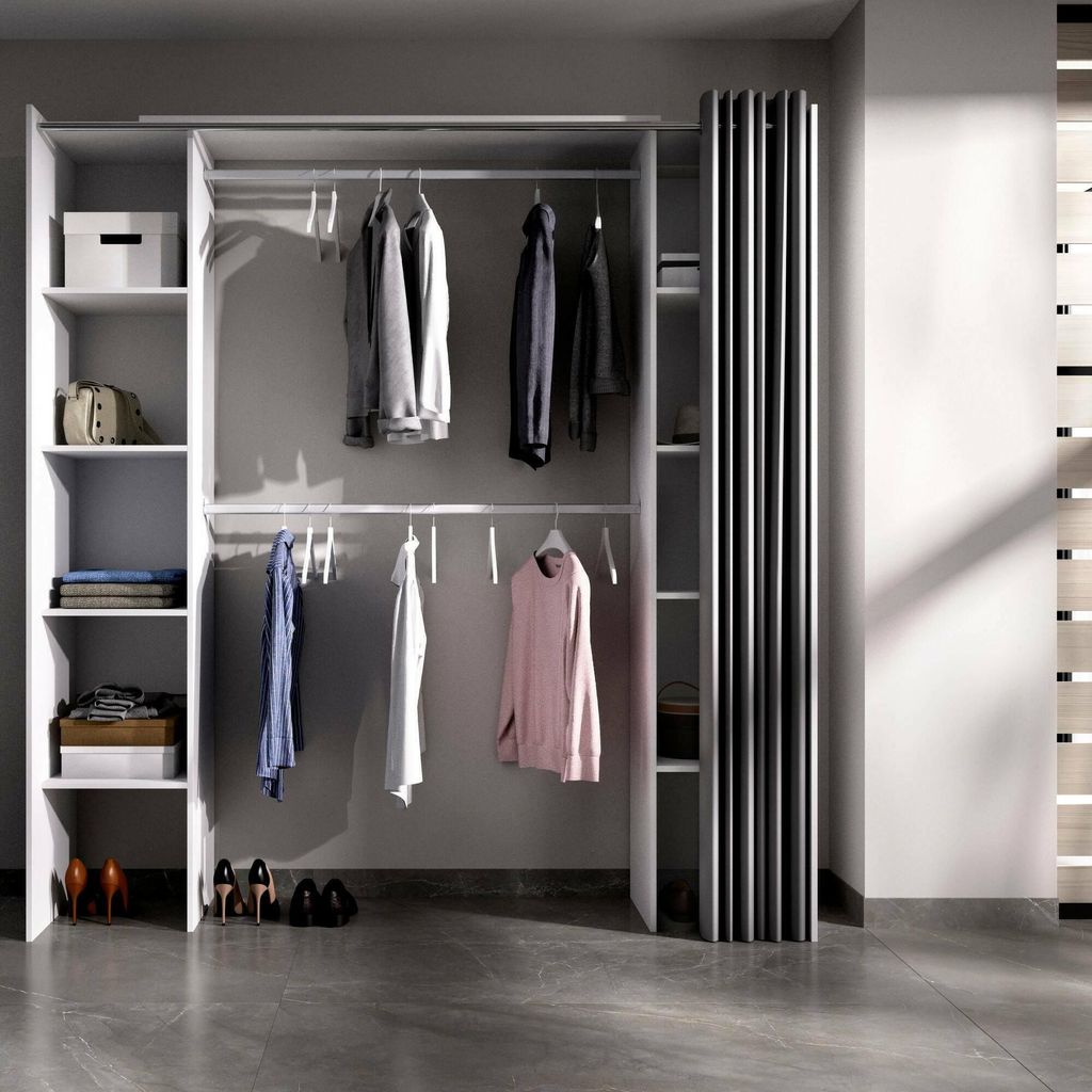 Dmora Guardaroba Grande Acron 50x205h cm Bianco, Immagine del prodotto 