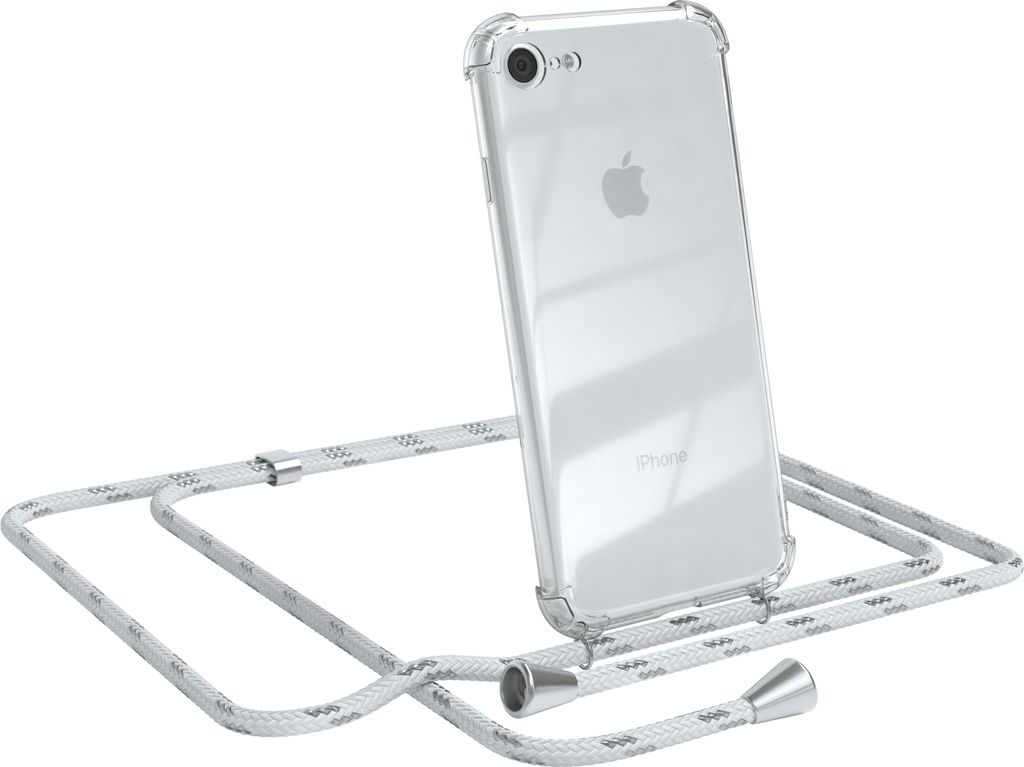 EAZY CASE Handykette kompatibel mit Apple iPhone SE 2020/2022, iPhone 7 / 8, Handyhülle mit Umhängeband, Handykordel, Schutzhülle Clear, Band in...