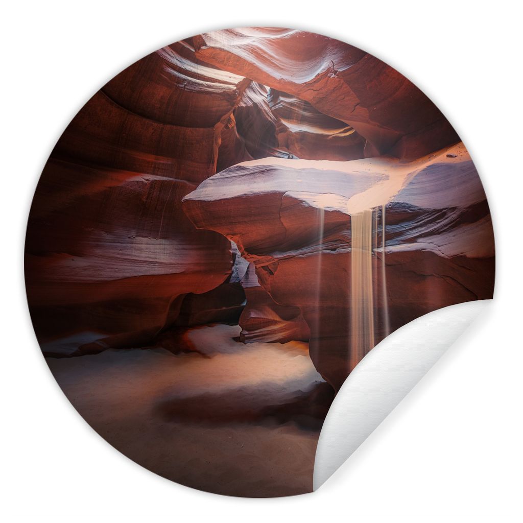 MuchoWow Runde Wandtattoo - Wandsticker Tapete Aufkleber Landschaft - Höhle - Sand - Natur Ø 80 cm Selbstklebend und Repositionierbar - Wandauf...