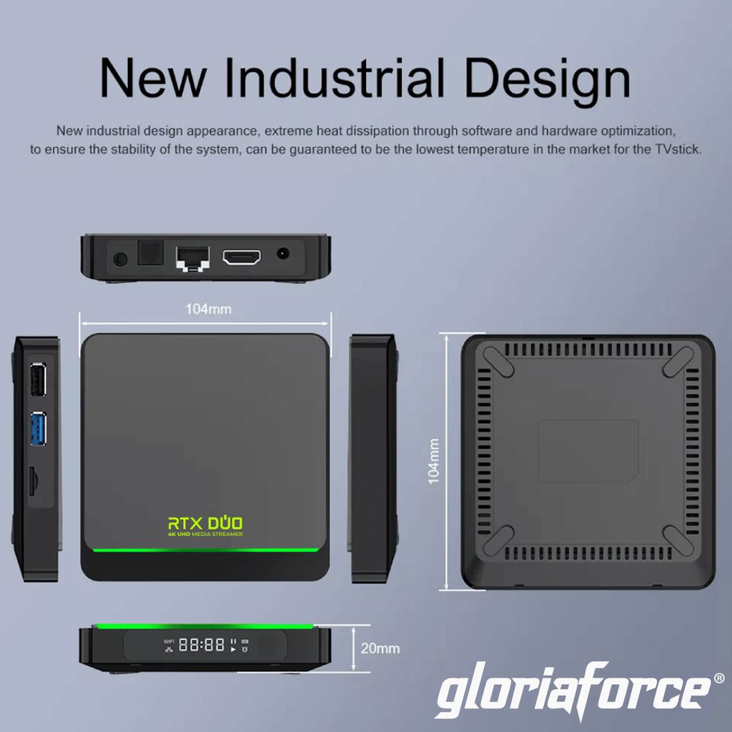 Odbiornik IP Gloriaforce RTX Duo 4K UHD Android 11 (HDR10+, Zdjęcie produktu 