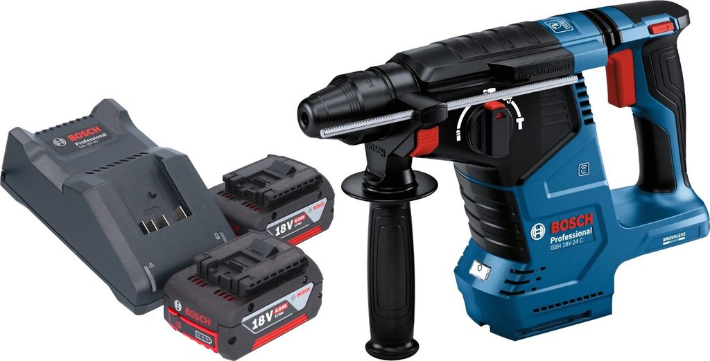 Bosch GBH 18V-24 C Professional Akku Bohrhammer 18 V 2,4 J Brushless SDS plus + 2x Akku 4,0 Ah + Ladegerät