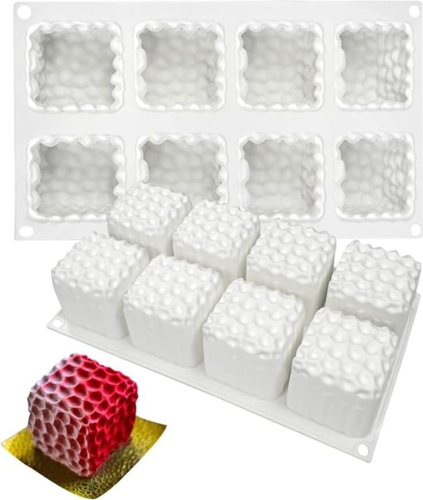 Siliconen Backform für Mousse, Dessert, Schokolade, Seife und Kerze - 8 Löcher Würfelform Bienenstock - DIY Handwerkswerkzeug