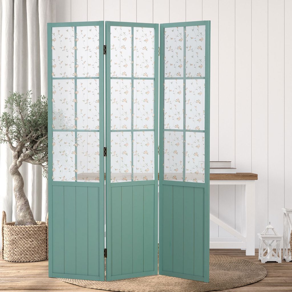 Homestyle4u Paravent Raumteiler 3 teilig Holz Trennwand Spanische Wand Sichtschutz Türkis