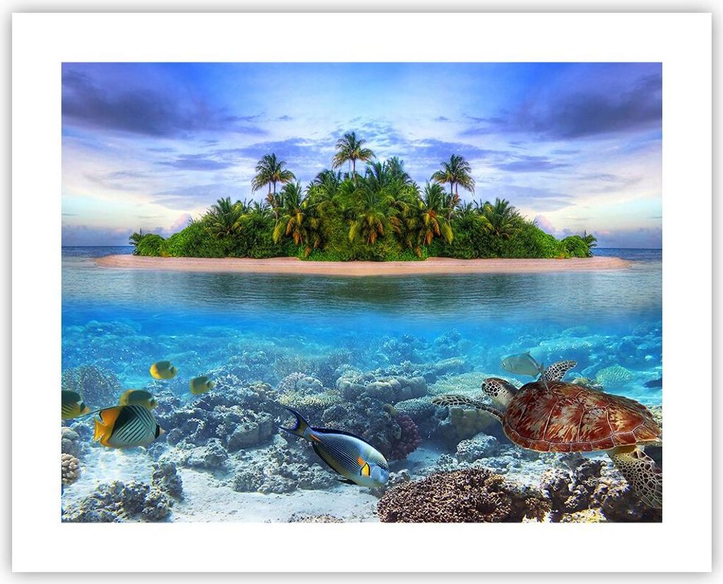 Poster - Poster ohne Rahmen - Strand lagune wasser ozean - 50x40 cm - Wand Bild - Wanddeko - Wandbilder - Kunstposter - Wandposter - Bilder - Kunst...