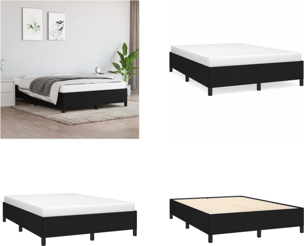 vidaXL Bettgestell Schwarz 140x190 cm Stoff - Bettgestell - Bettgestelle - Bettrahmen - Bett