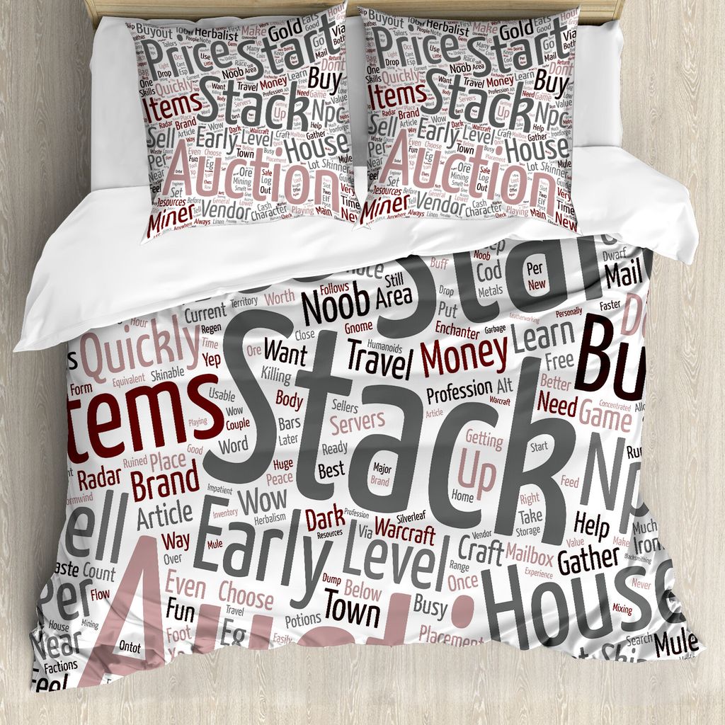 ABAKUHAUS Videospiel Bettbezug, Noob Online Game, Milbensicher Allergiker geeignet mit Kissenbezügen, 200 cm x 200 cm - 80 x 80 cm, Weiß, Grau, Rosa