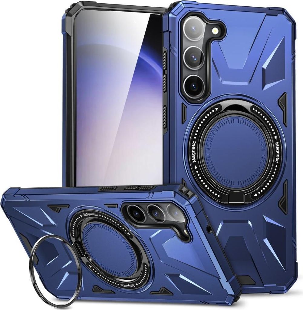 Samsung Galaxy S25 Hülle - Coverup Heavy Duty Ring Kickstand Back Cover - MagSafe Compatible - Blau
