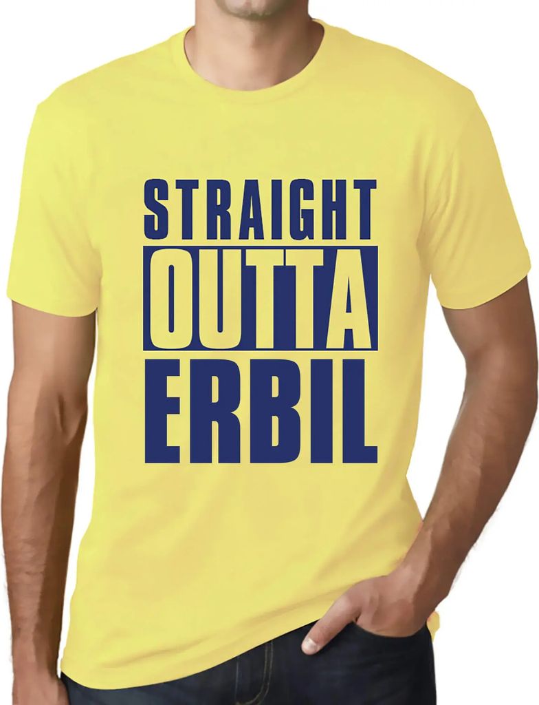 Herren Grafik T-Shirt Straight Outta Erbil Öko-Verantwortlich Vintage Jahrgang Kurzarm Lustige Druck Geburtstag Geschenk Mann