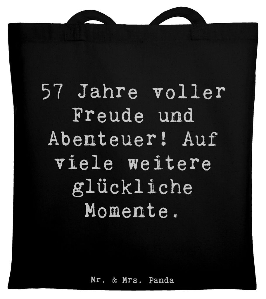 Mr. & Mrs. Panda Shopping Tasche Spruch 57. Geburtstag Freude - Schwarz - Geschenk, Geburtstagserinnerungen, Abenteuer, Liebe, Happy Birthday, Stof...