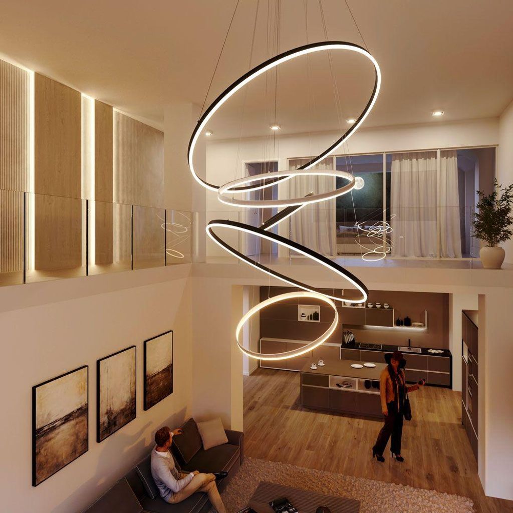 s.luce LED 5er-Ring Pendelleuchten Kombination Zentrisch Hängelampe Ringleuchte Gold Ø 150 | 120 | 100 | 80 | 60cm Rund