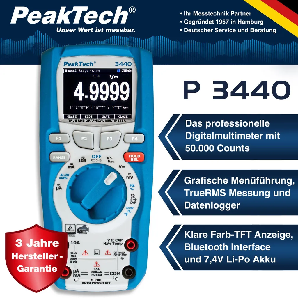 Multimètre Numérique Graphique PeakTech P 3440 avec Mémoire Interne Pro - 15